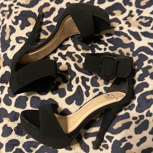 Delicious Stiletto Heeled Buckle Ankle Strap Sandals